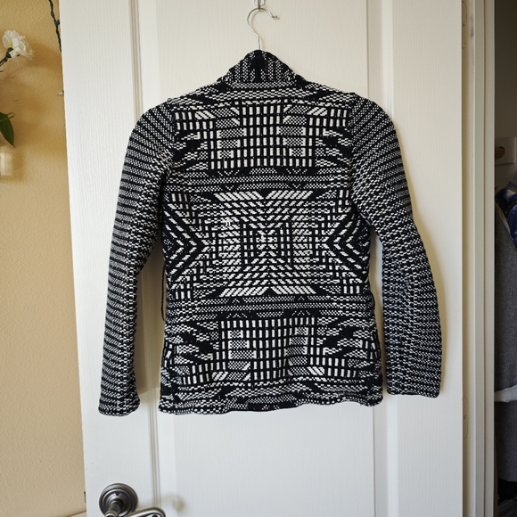 H&M Knitted Patterned Black White Duster Cardigan Tunic Sweater Size XS - Picture 4 of 4